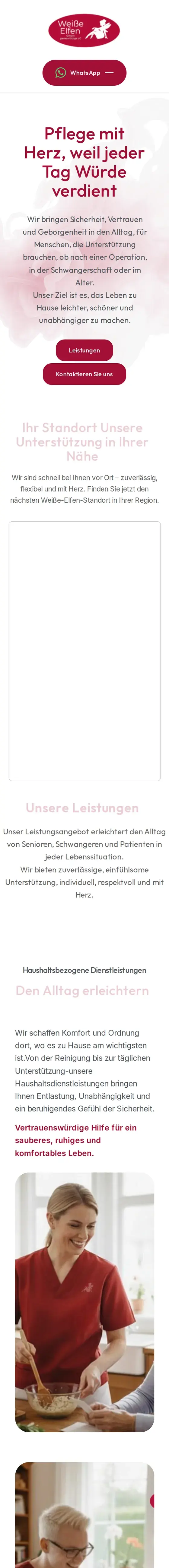 Komplette Startseite von Weiße Elfen Gifhorn am Smartphone
